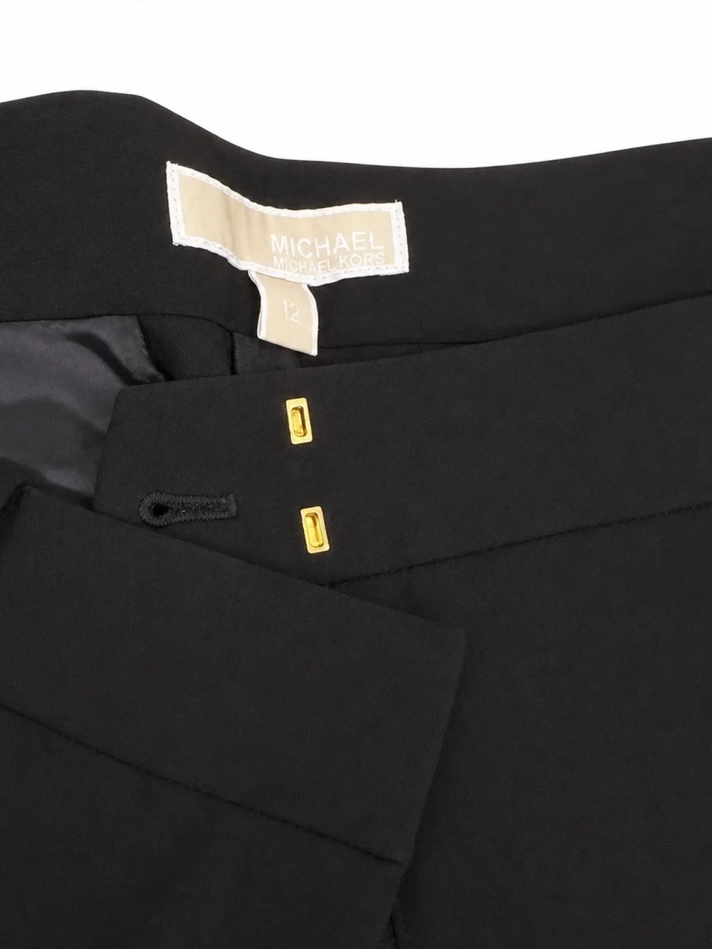 Michael Kors Black Ankle Trousers 12 Straight Leg Pintuck Tailored Work Pants